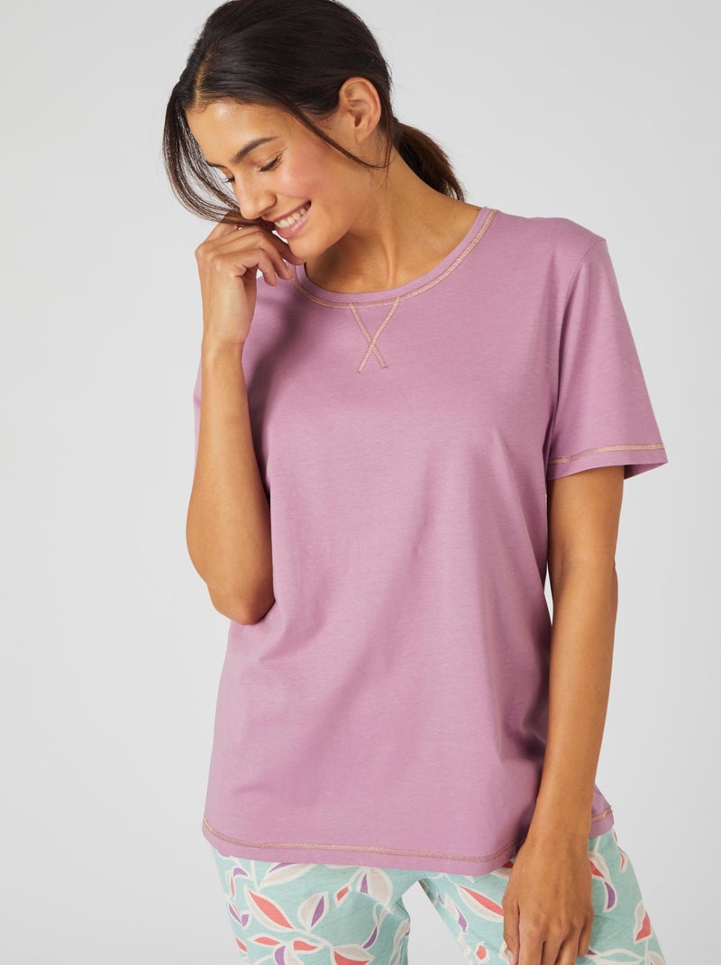 Pyjacourt fantaisie, maille jersey pur coton peigné - Damart Vert chèvrefeuille - Kiabi