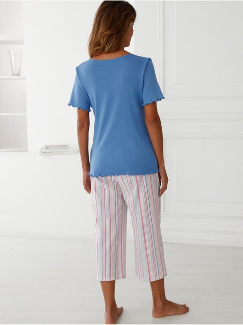 Pyjacourt femme maille et seersucker - DAXON - Kiabi