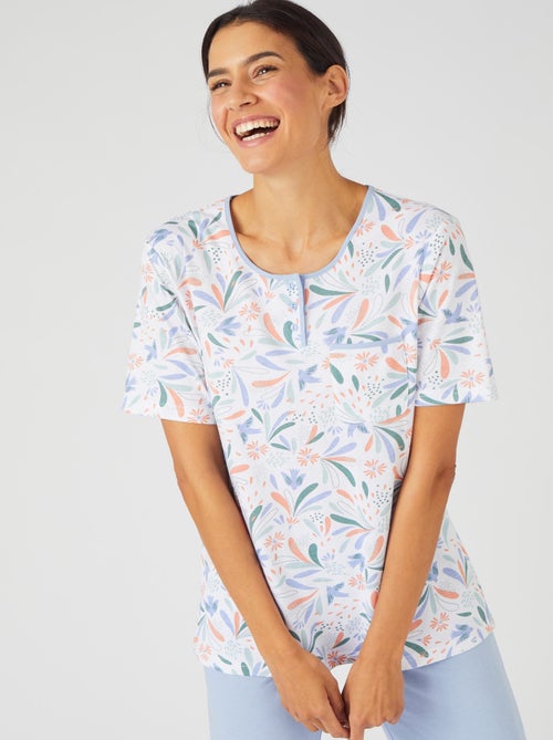 Pyjacourt maille jersey graphique pur coton peigné - Damart - Kiabi