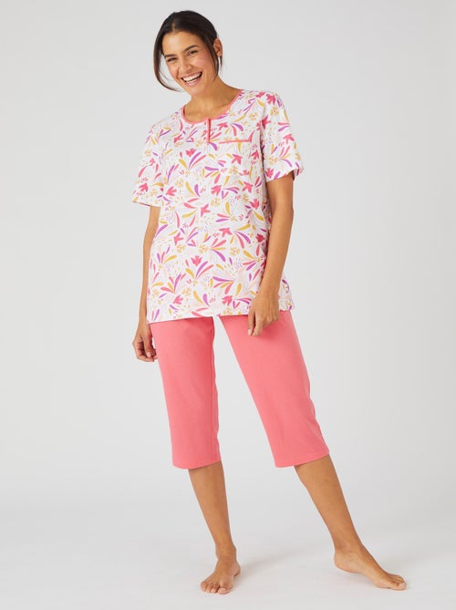 Pyjacourt maille jersey graphique pur coton peigné - Damart - Kiabi