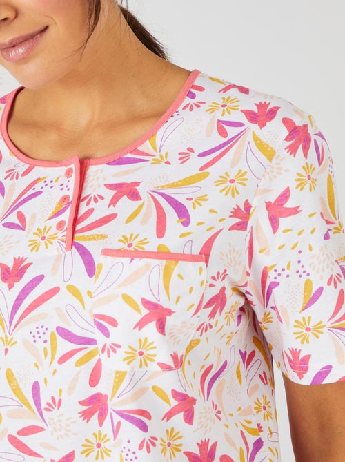 Pyjacourt maille jersey graphique pur coton peigné - Damart - Kiabi