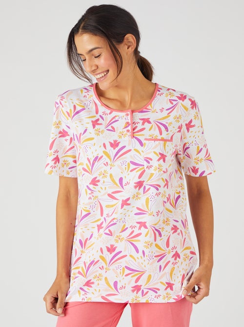 Pyjacourt maille jersey graphique pur coton peigné - Damart - Kiabi