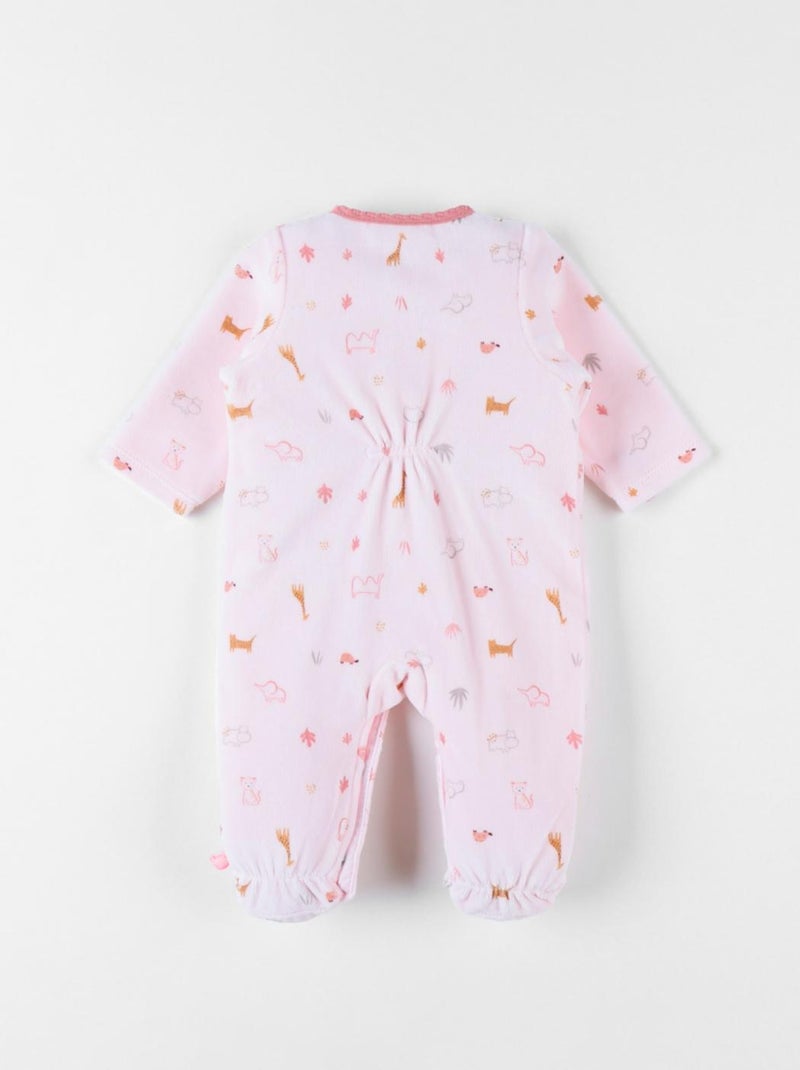 Pyjama 1 pièce à imprimé animalier en velours, clair Noukie's Rose - Kiabi