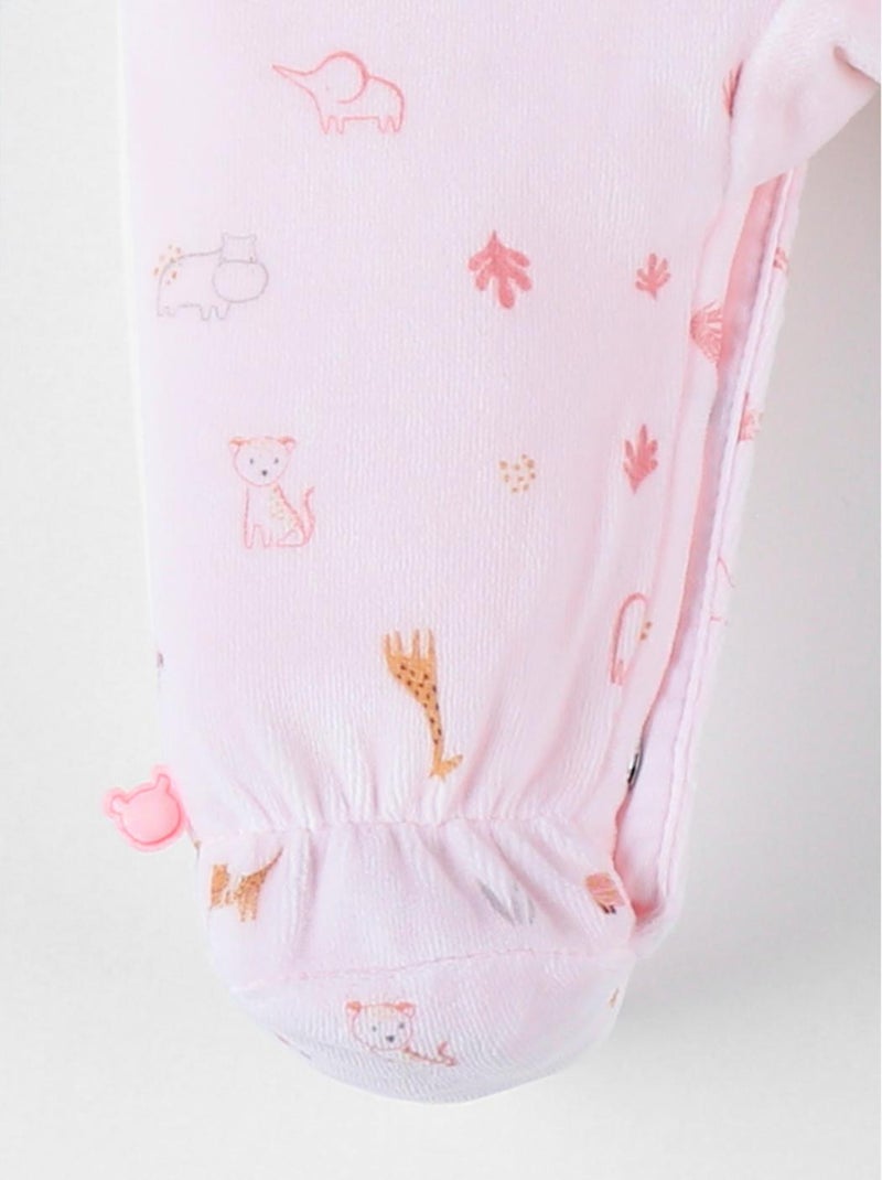 Pyjama 1 pièce à imprimé animalier en velours, clair Noukie's Rose - Kiabi