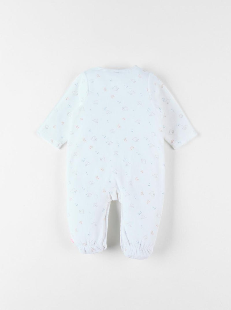 Pyjama 1 pièce à imprimé oiseaux en velours, Noukie's Blanc - Kiabi