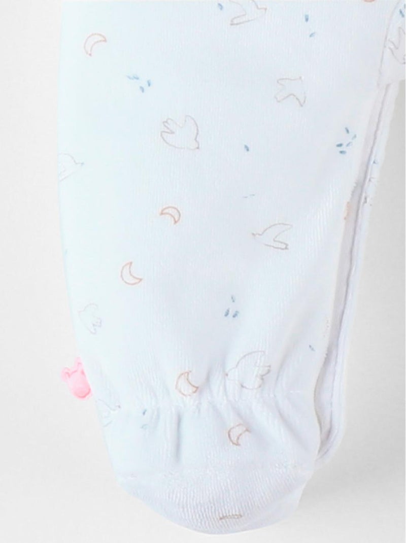 Pyjama 1 pièce à imprimé oiseaux en velours, Noukie's Blanc - Kiabi