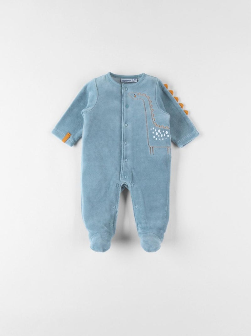 Pyjama 1 pièce dino en velours, moyen Noukie's Bleu - Kiabi