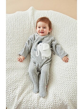 Pyjama Bébé en Velours de Coton Bio Gris - Gloop Baby - Prairymood