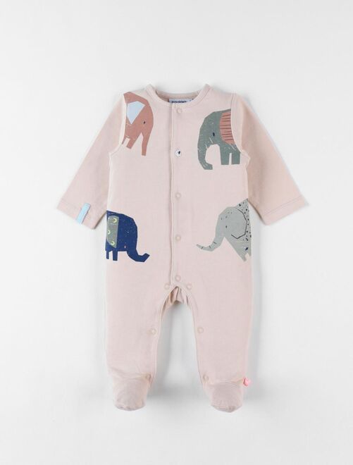 Pyjama 1 pièce éléphants en jersey, sable - Noukie's - Kiabi