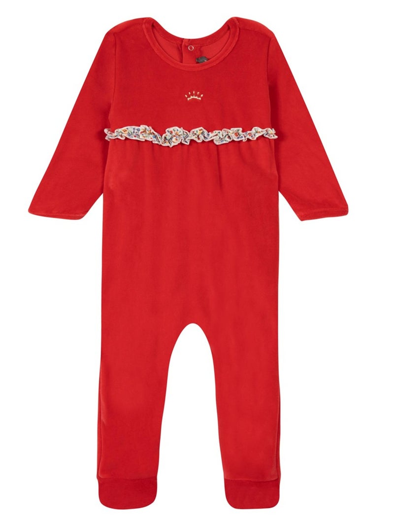 Pyjama 1 Pièce En Maille Velours Oeko-tex 'floriane' Rouge - Kiabi