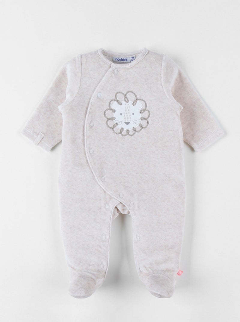 Pyjama 1 pièce en velours côtelé, lion Noukie's Beige - Kiabi