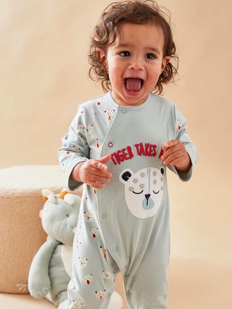 Pyjama zippé 'DIM Baby' - blanc - Kiabi - 15.00€