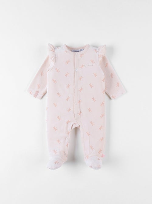 Pyjama 1 pièce imprimés libellules en velours, clair Noukie's - Kiabi