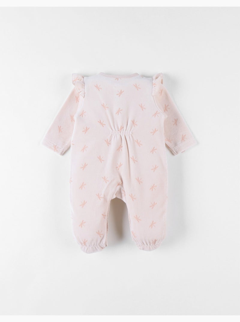 Pyjama 1 pièce imprimés libellules en velours, clair Noukie's Rose - Kiabi