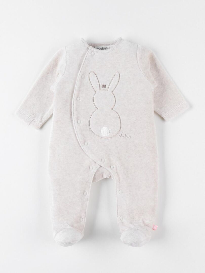 Pyjama de Noël brodé bébé en velours - écru, Bébé