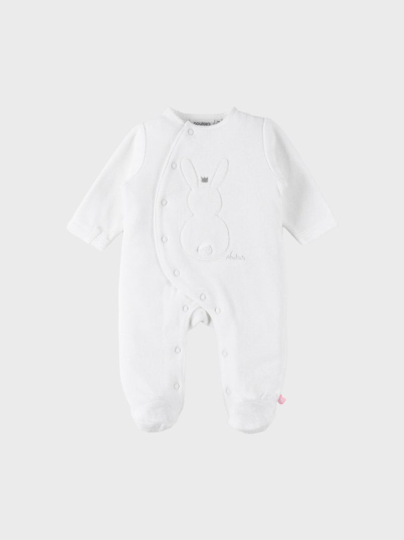 Pyjama 1 pièce lapin en velours, Noukie's Blanc - Kiabi