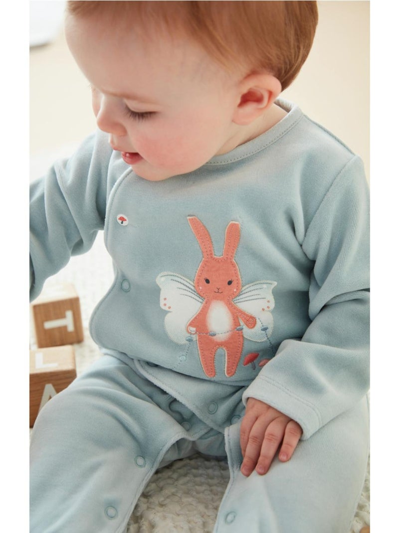 Pyjama 1 pièce lapin en velours, Noukie's Bleu - Kiabi