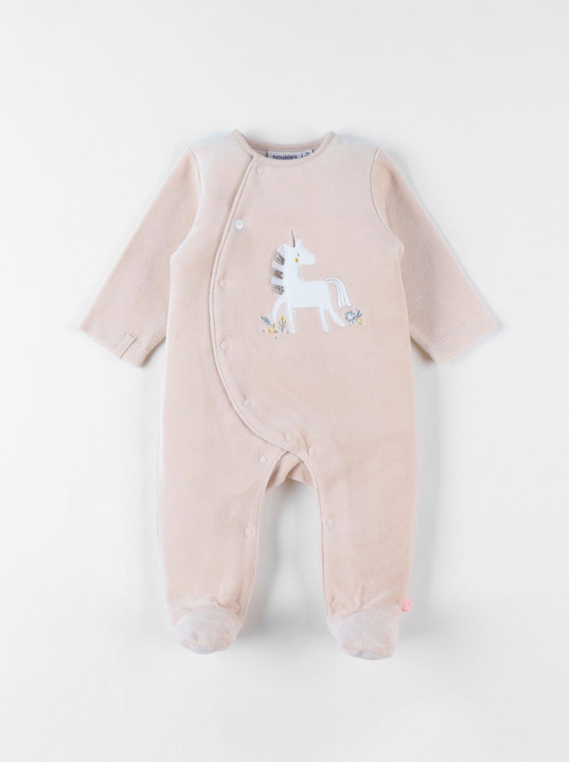 Pyjama 1 pièce licorne en velours, Noukie's Beige - Kiabi