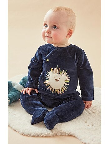 Pyjama velours LION taille 1 mois - PLUCHE ET POMPON - Bébé Roi