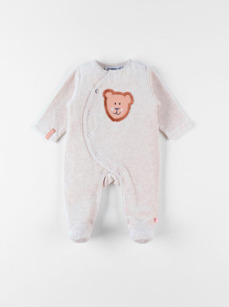 Pyjama 1 pièce lion en velours, chiné - Noukie's Beige - Kiabi