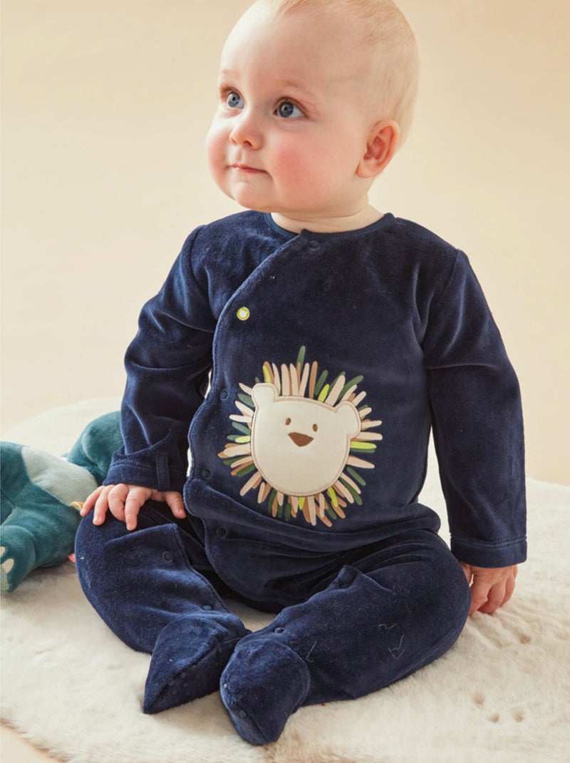 Pyjama 1 pièce lion en velours, Noukie's Bleu - Kiabi