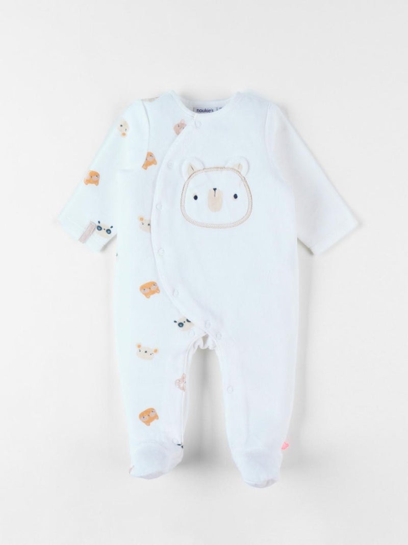 Pyjama 1 pièce ours en velours, Noukie's Blanc - Kiabi