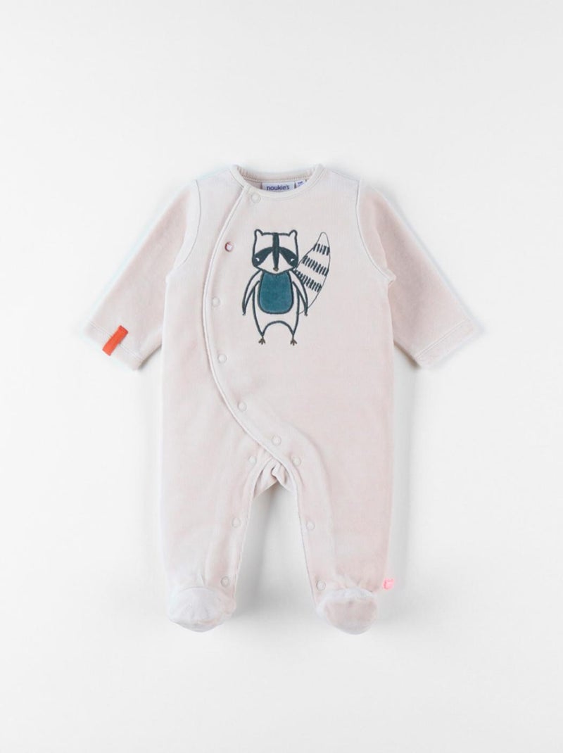 Pyjama 1 pièce raton laveur en velours, clair Noukie's Beige - Kiabi