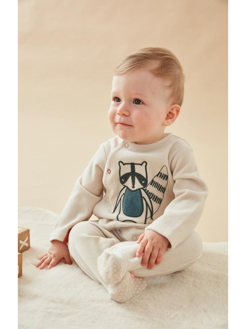 Pyjama 1 pièce raton laveur en velours, clair Noukie's Beige - Kiabi