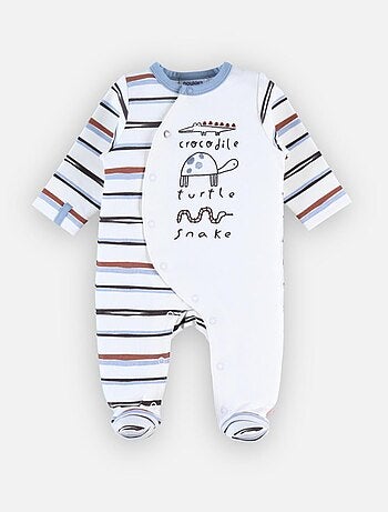 Pyjama bébé velours blanc dinosaures et girafes 1 mois de Noukies