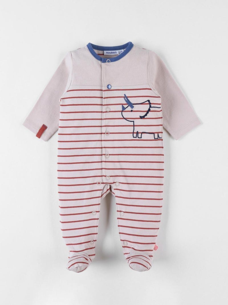 Pyjama 1 pièce rhinocéros en jersey, beige/brique Noukie's Bleu - Kiabi