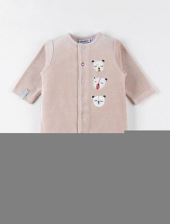 Pyjama en velours bébé - gris - Kiabi - 15.00€