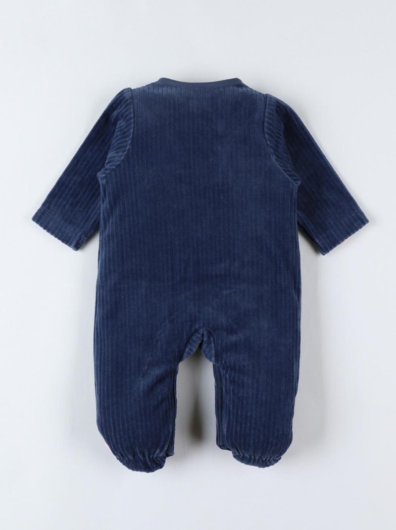 Pyjama 1 pièce tortue en velours, Bleu - Kiabi