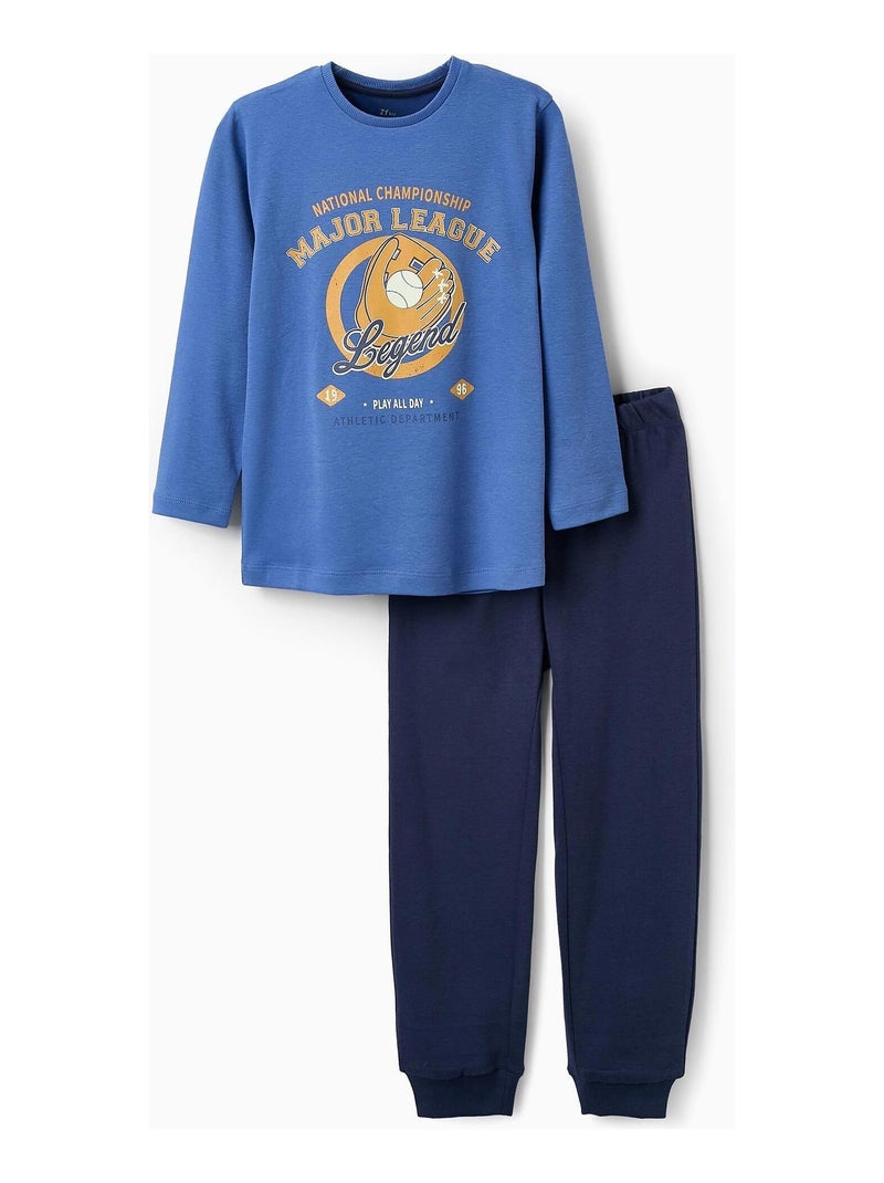 Pyjama 100 % coton, à motifs, fluorescent dans le noir ALL STARS COLLEGE Bleu - Kiabi