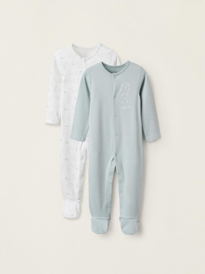 Pyjama 100% coton, avec impression Cute Forest Blanc Bleu - Kiabi