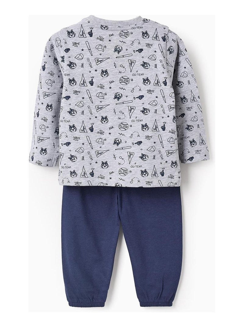 Pyjama 100% coton, avec motif ALL STARS COLLEGE Gris clair - Kiabi