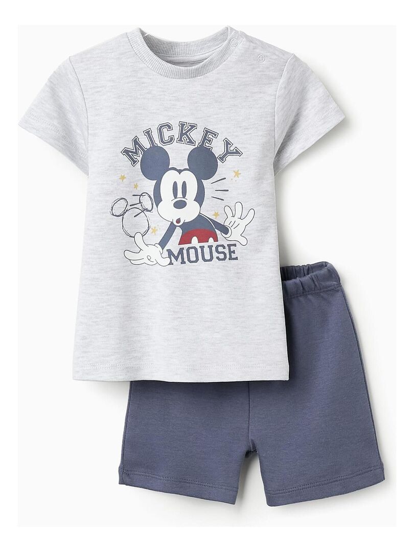 Pyjama 100% coton, imprimé Mickey MICKEY Gris Bleu - Kiabi