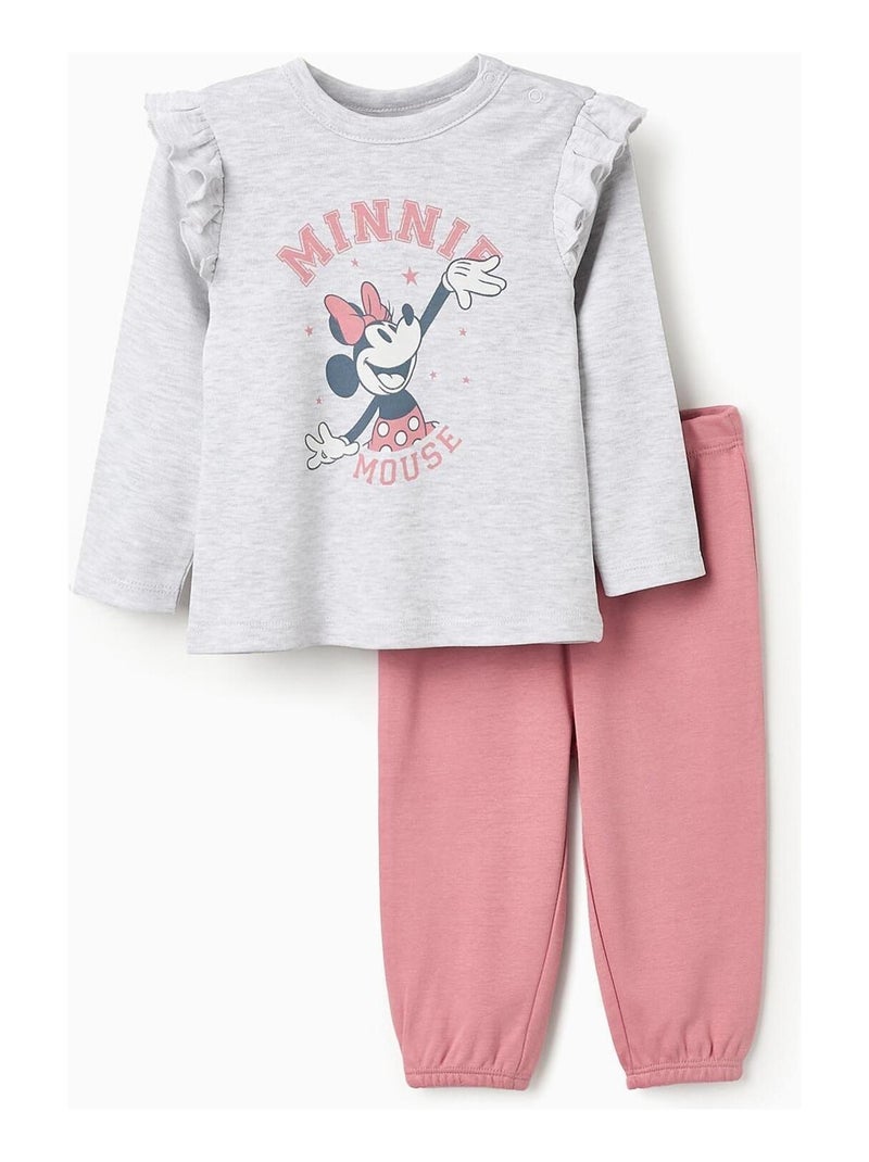 Pyjama 100% coton, imprimé Minnie MINNIE Gris Rose - Kiabi