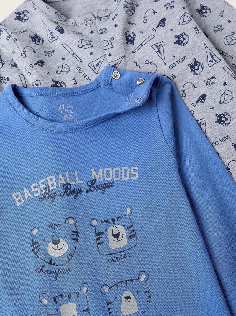 Pyjama 100% coton, imprimé tigre ALL STARS COLLEGE Bleu Gris - Kiabi