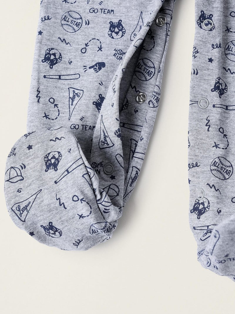 Pyjama 100% coton, imprimé tigre ALL STARS COLLEGE Bleu Gris - Kiabi