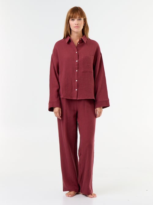 Pyjama 2 pièces - en gaze de coton - Kiabi