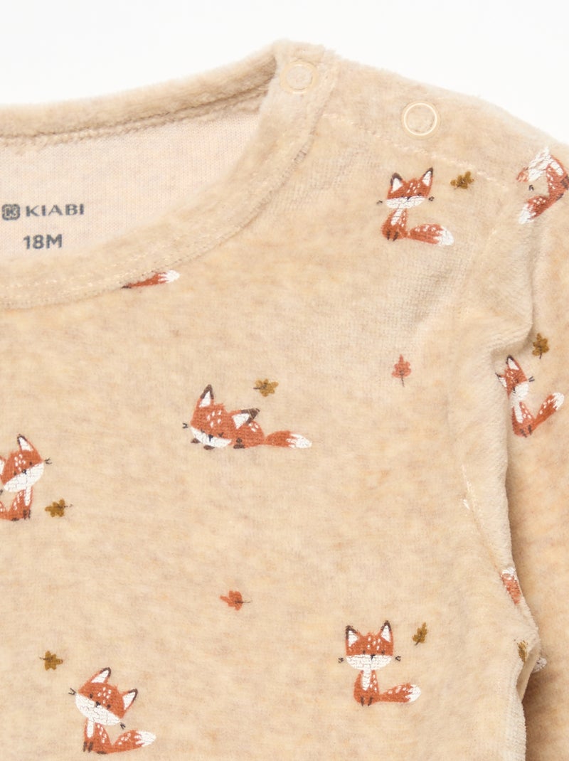 Pyjama 2 pièces - Sweat + pantalon Beige - Kiabi