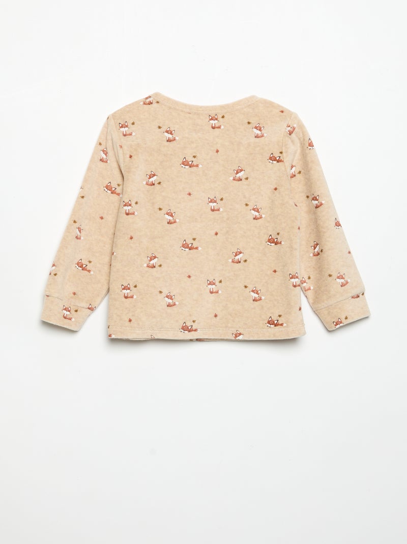 Pyjama 2 pièces - Sweat + pantalon Beige - Kiabi
