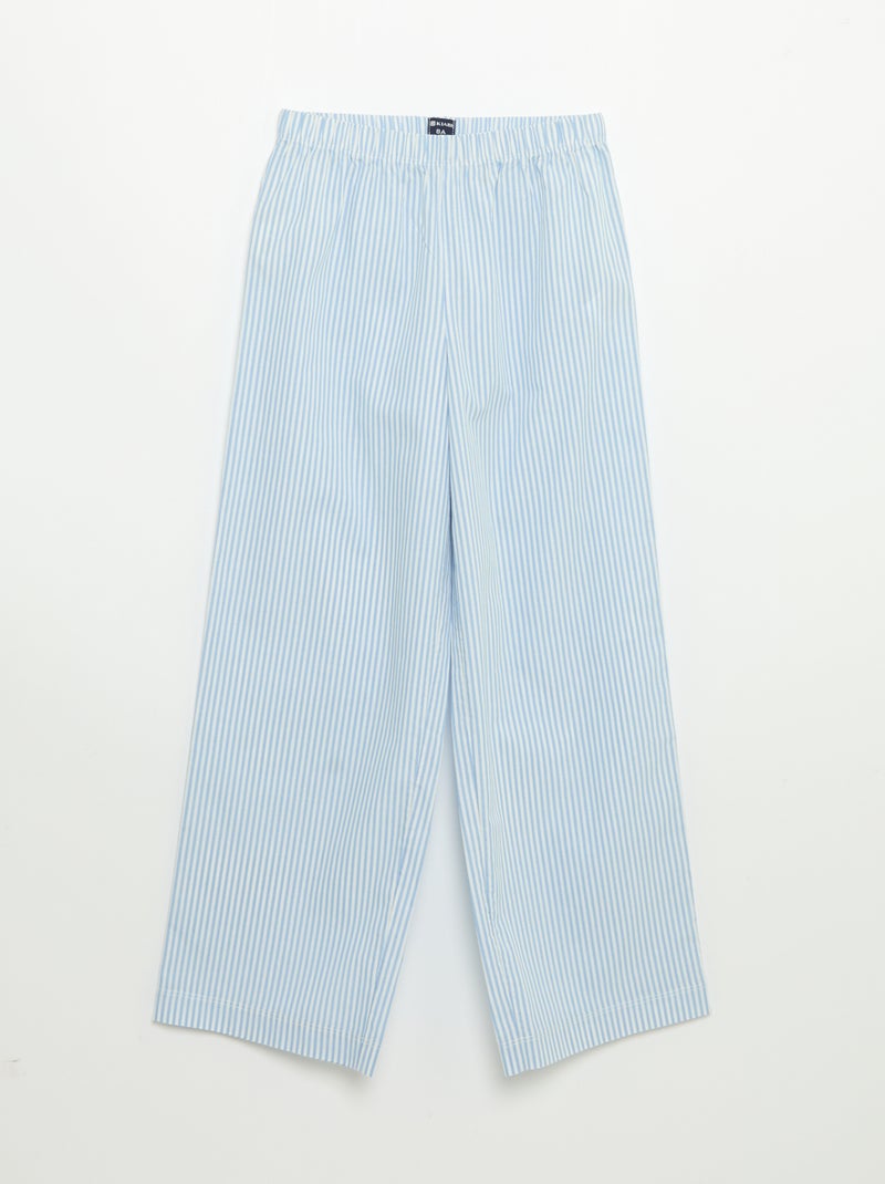 Pyjama 2 pièces - T-shirt à manches courtes + pantalon rayé Bleu - Kiabi