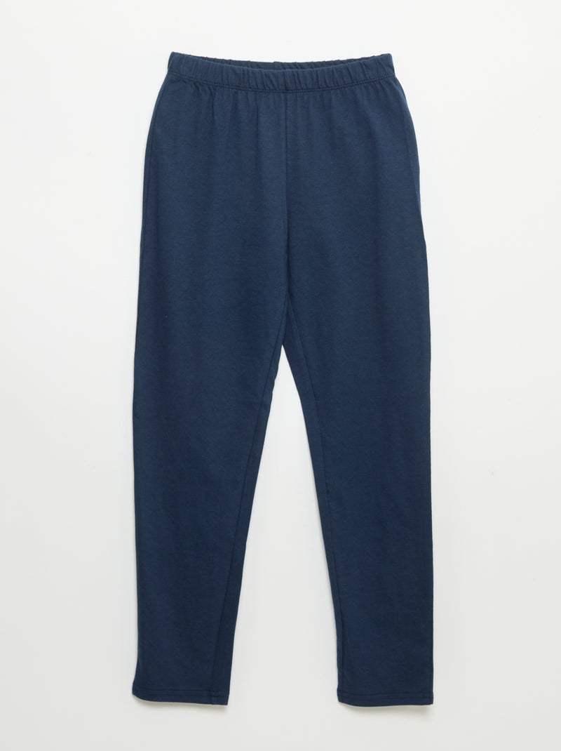 Pyjama 2 pièces - T-shirt à manches longues + pantalon Bleu - Kiabi