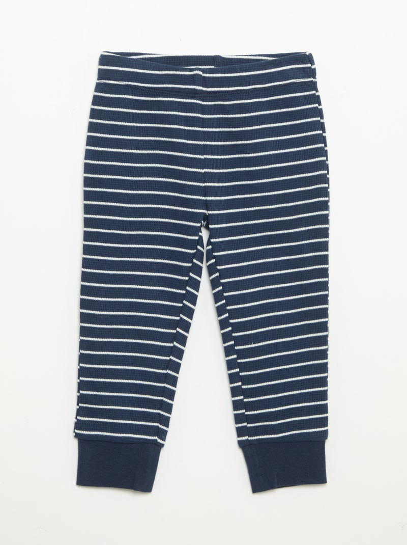 Pyjama 2 pièces - T-shirt à manches longues + pantalon Bleu - Kiabi