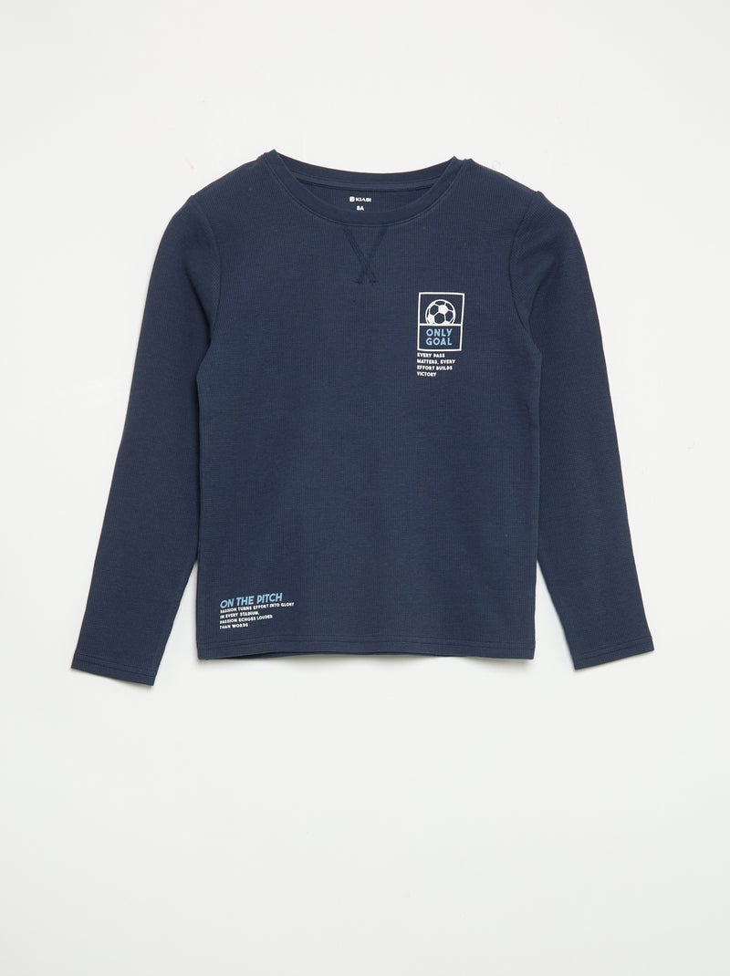 Pyjama 2 pièces - T-shirt à manches longues + pantalon Bleu - Kiabi