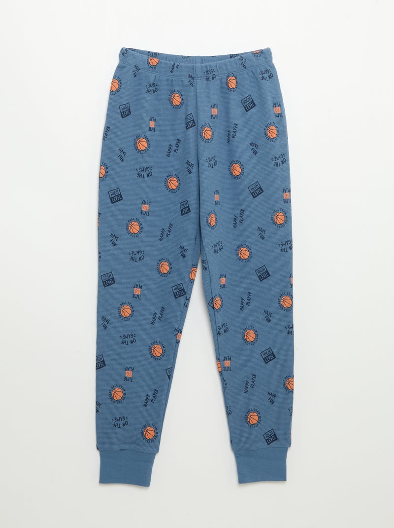 Pyjama 2 pièces - T-shirt à manches longues + pantalon Bleu - Kiabi