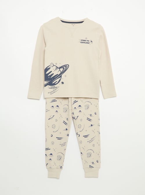 Pyjama 2 pièces - T-shirt à manches longues + pantalon - Kiabi