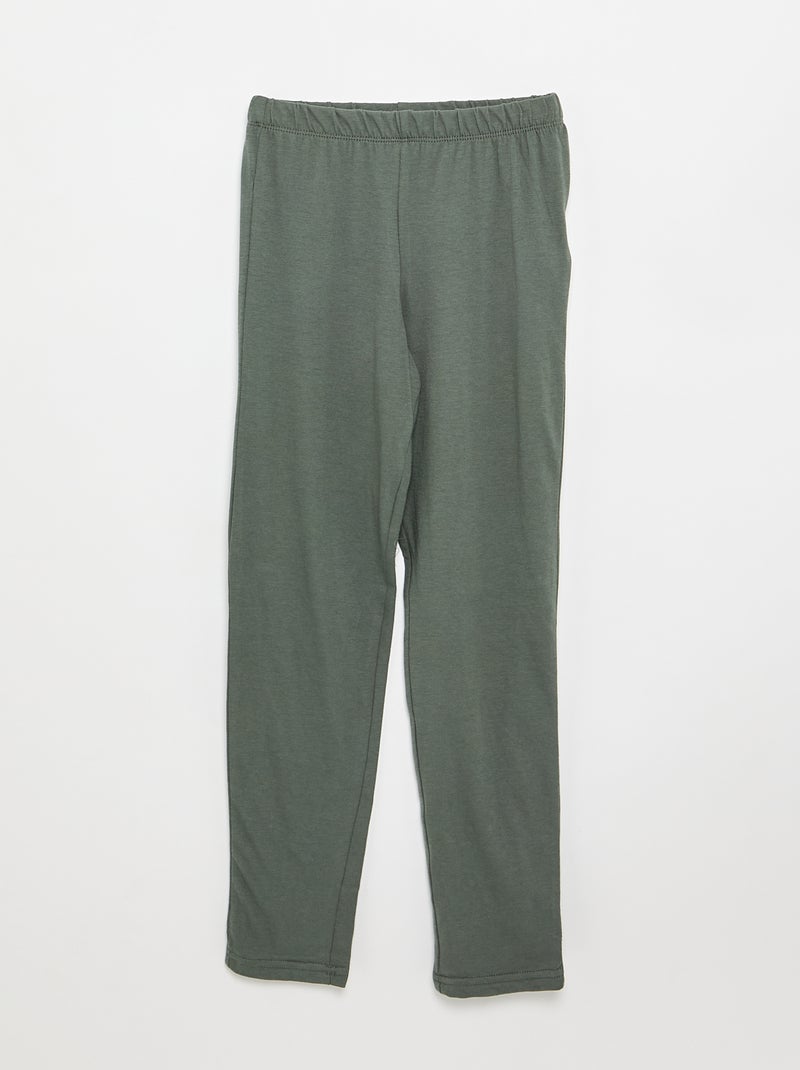 Pyjama 2 pièces - T-shirt à manches longues + pantalon Vert - Kiabi