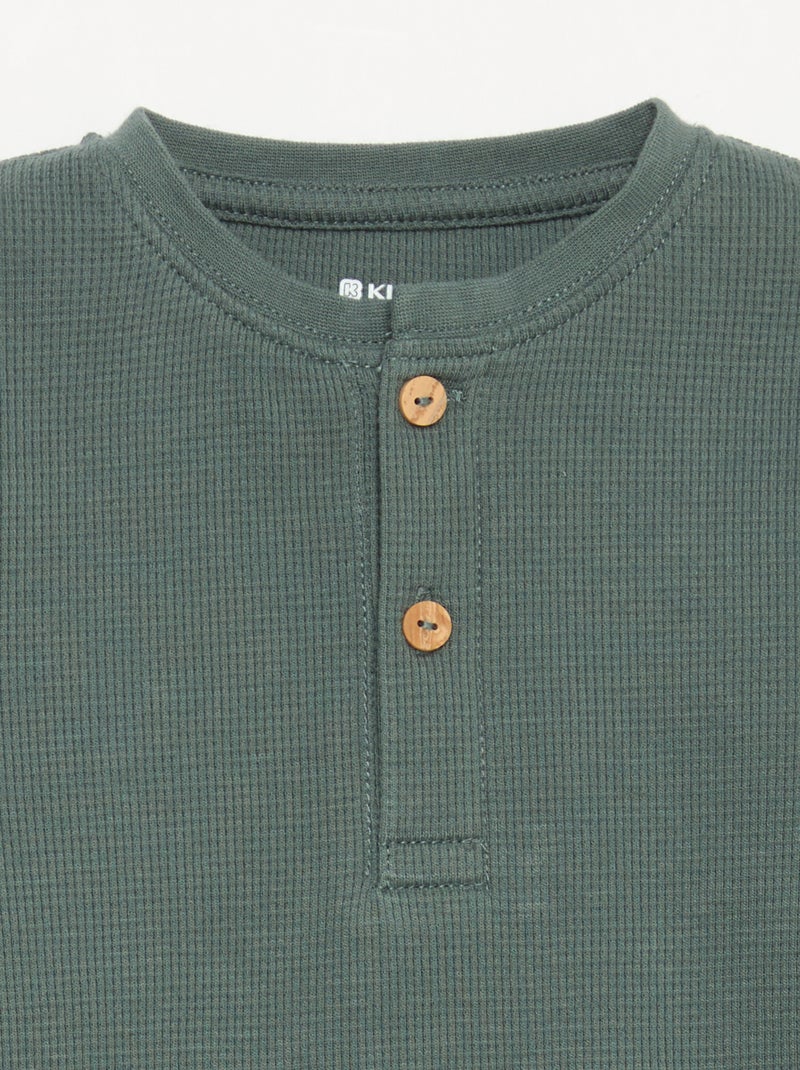 Pyjama 2 pièces - T-shirt à manches longues + pantalon Vert - Kiabi